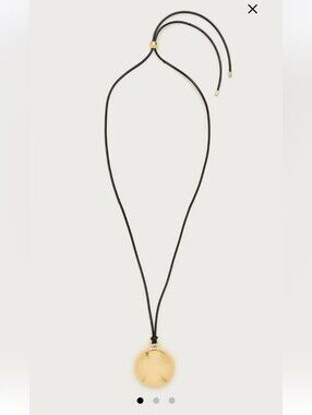 J.Crew Mirror compact pendant necklace Shiny Matte Gold Leather $70